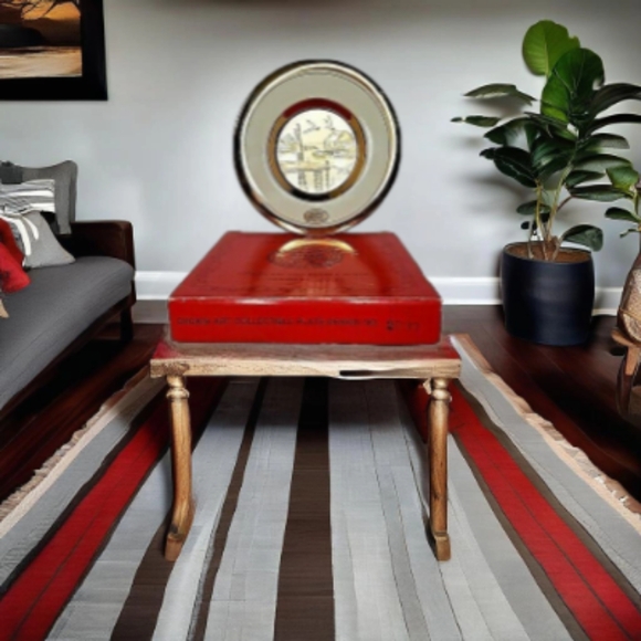 Elegant Gold and White Mini Plate Showcasing Tranquil Lakeside Landscape - Picture 1 of 4